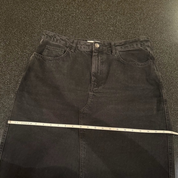 Mango Black Denim Maxi Skirt with front slit - Picture 6 of 7